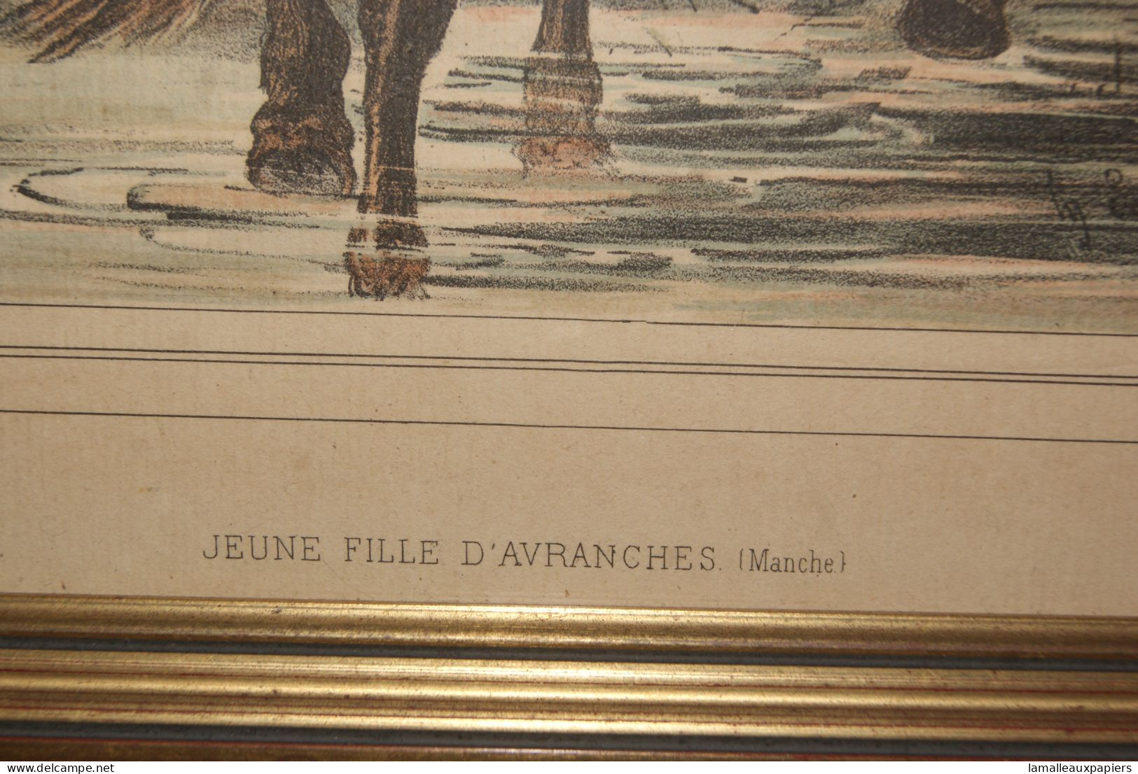 Lithographie "jeune Fille D'Avranches" Encadrée - Other & Unclassified