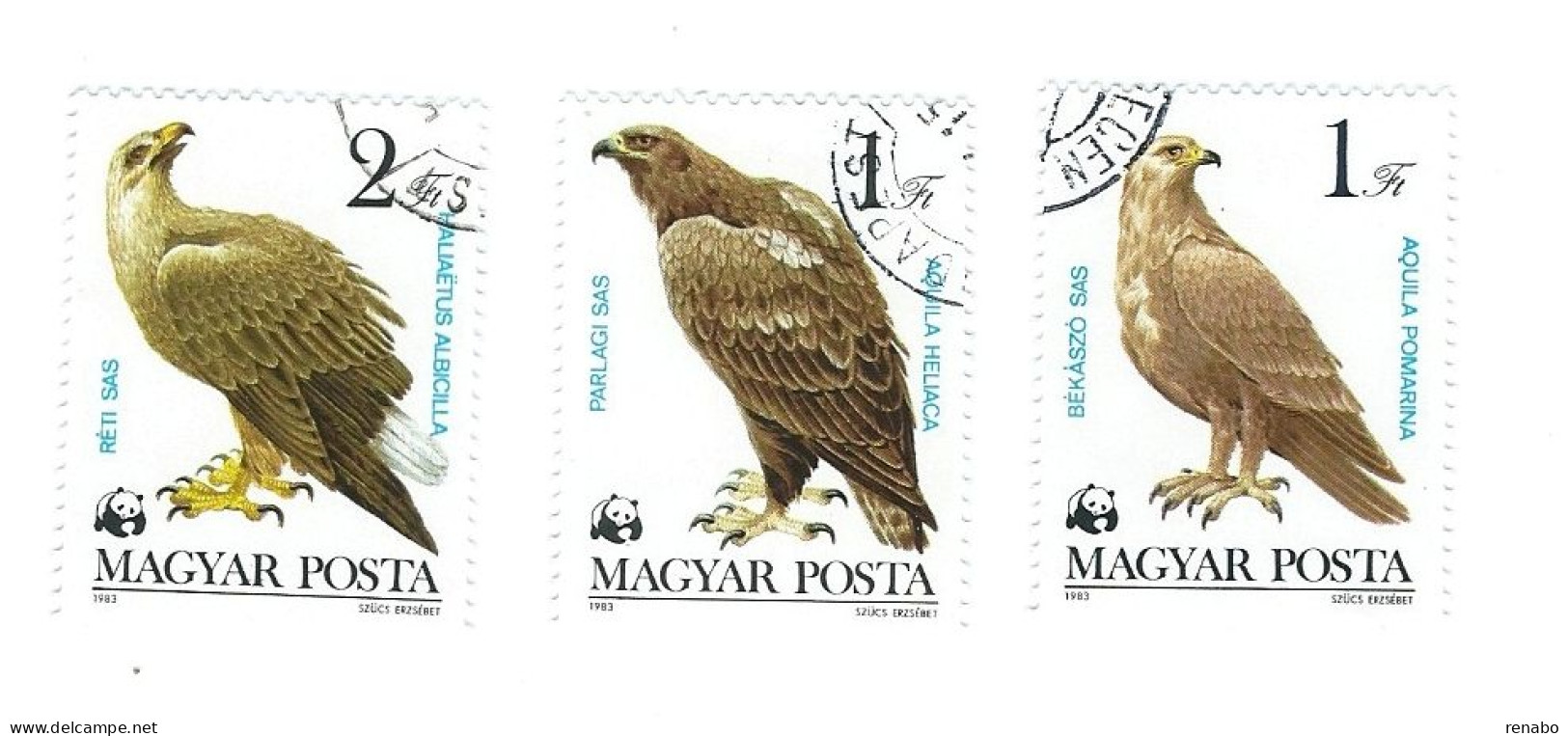 Hungary, Hongrie. Ungheria 1983; 3v. Protection Of Rare Birds Of Prey, Protezione Degli Uccelli Rapaci Rari; Used. - Águilas & Aves De Presa