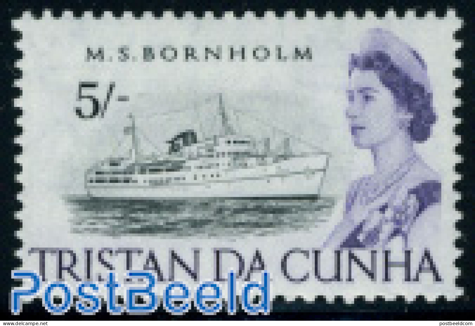 Tristan Da Cunha 1965 5Sh, Stamp Out Of Set, Mint NH, Transport - Ships And Boats - Barche