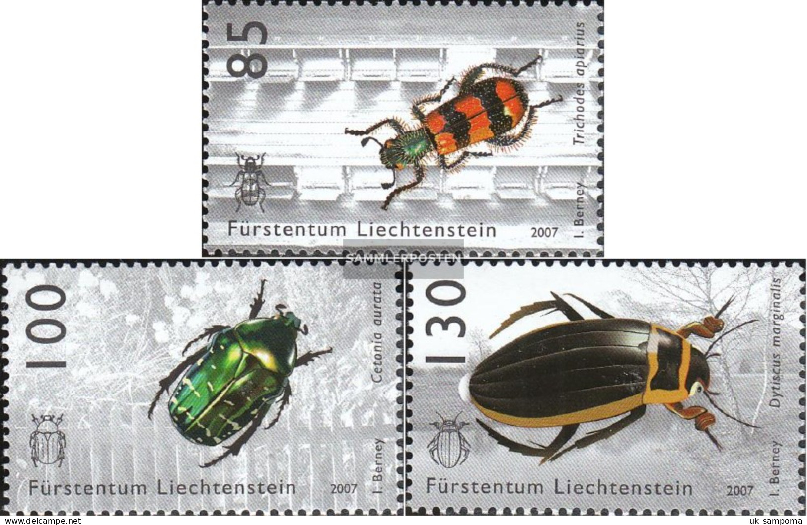 Liechtenstein 1457-1459 (complete Issue) Unmounted Mint / Never Hinged 2007 Rare Beetles - Unused Stamps