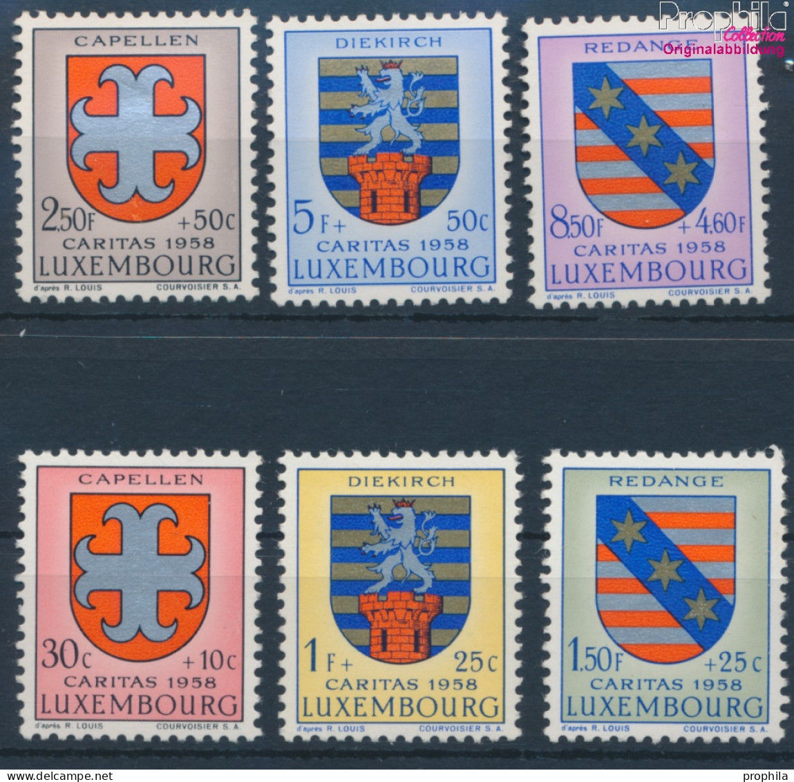 Luxemburg 595-600 (kompl.Ausg.) Postfrisch 1958 Kantonalwappen (10362758 - Nuovi