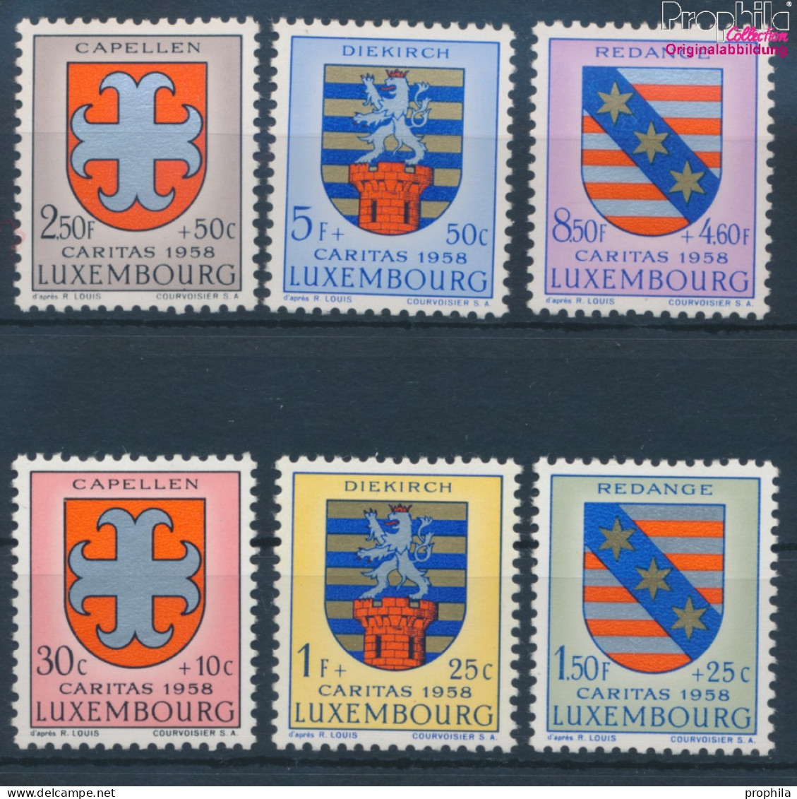 Luxemburg 595-600 (kompl.Ausg.) Postfrisch 1958 Kantonalwappen (10363285 - Neufs