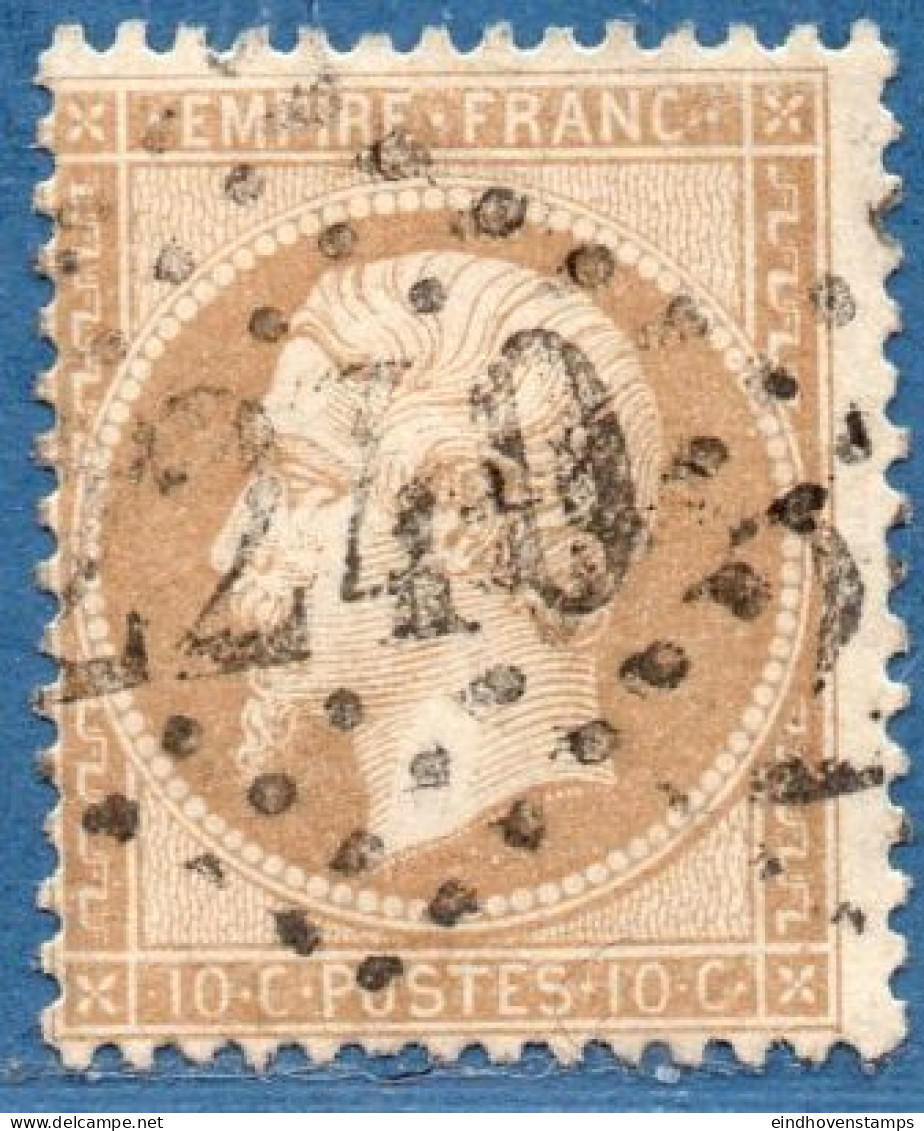 France 1862, 10 C Obliteré GC 2240 Marseille Cancelled - 1862 Napoléon III