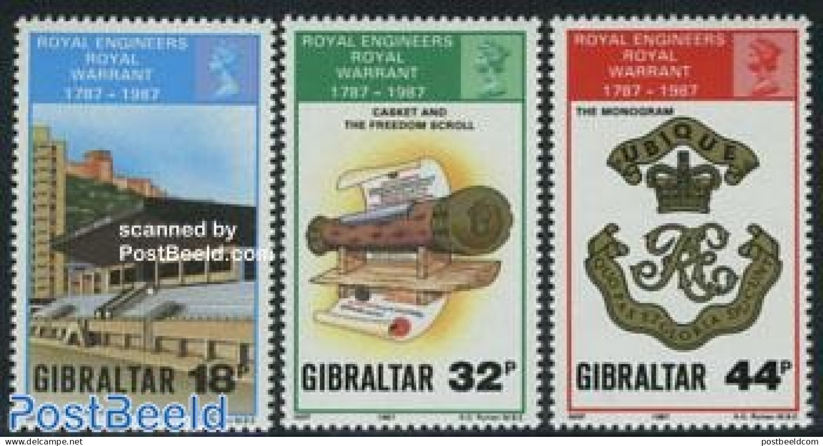 Gibraltar 1987 Pioneers Regiment 3v, Mint NH, History - Coat Of Arms - Gibraltar