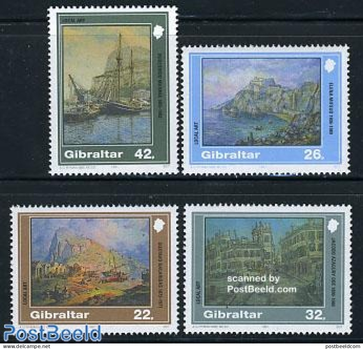 Gibraltar 1991 Paintings 4v, Mint NH, Transport - Ships And Boats - Art - Paintings - Barche