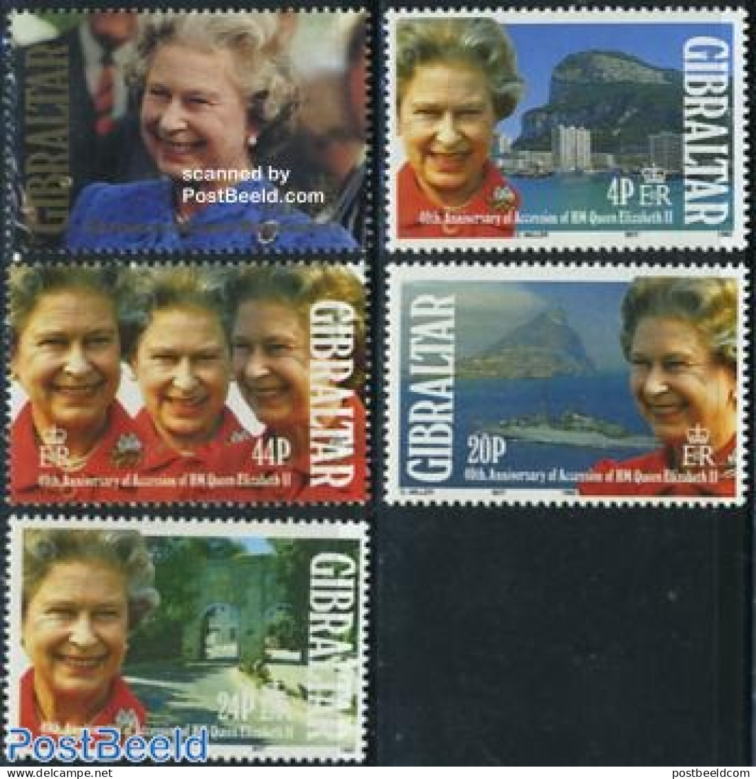 Gibraltar 1992 Accession 40th Anniversary 5v, Mint NH, History - Transport - Kings & Queens (Royalty) - Ships And Boats - Familles Royales