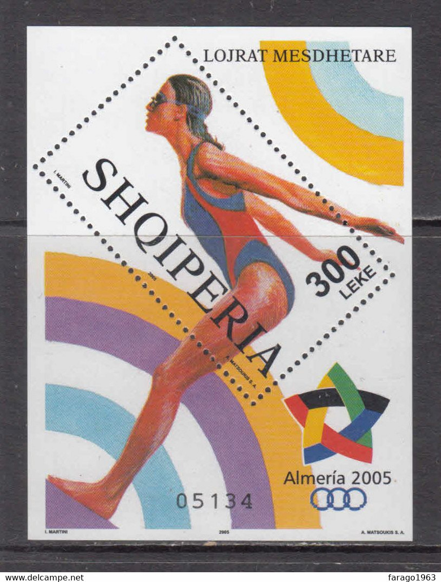 2005 Albania Almeria Mediterranean Games Gymnastics Souvenir Sheet MNH - Albanië