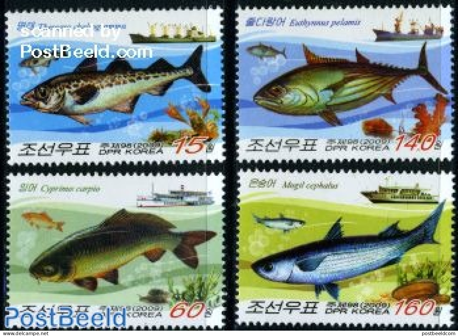 Korea, North 2009 Fish 4v, Mint NH, Nature - Transport - Fish - Ships And Boats - Fische