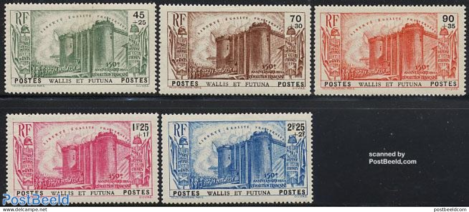 Wallis & Futuna 1939 French Revolution 5v, Mint NH, Art - Castles & Fortifications - Castillos
