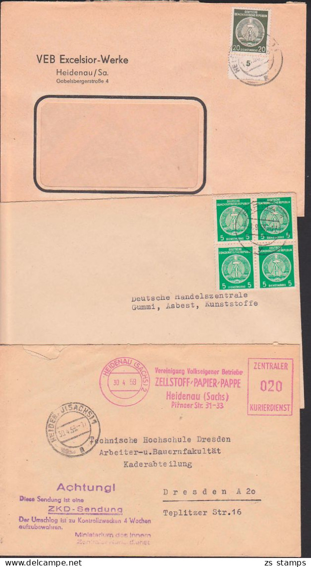 Heidenau ZKD-AFS, Rohrleitungs- U. ..., Excelsior, VVB Zellstoff/Pappe/Papier, Z7 Achtung! Diese Sendung Ist Eine ZKD - Covers & Documents