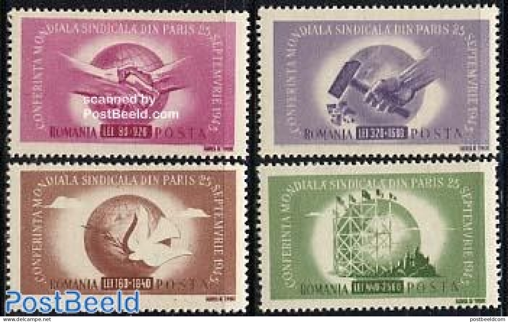 Romania 1945 World Labour Congress 4v, Mint NH, Various - Union - Unused Stamps
