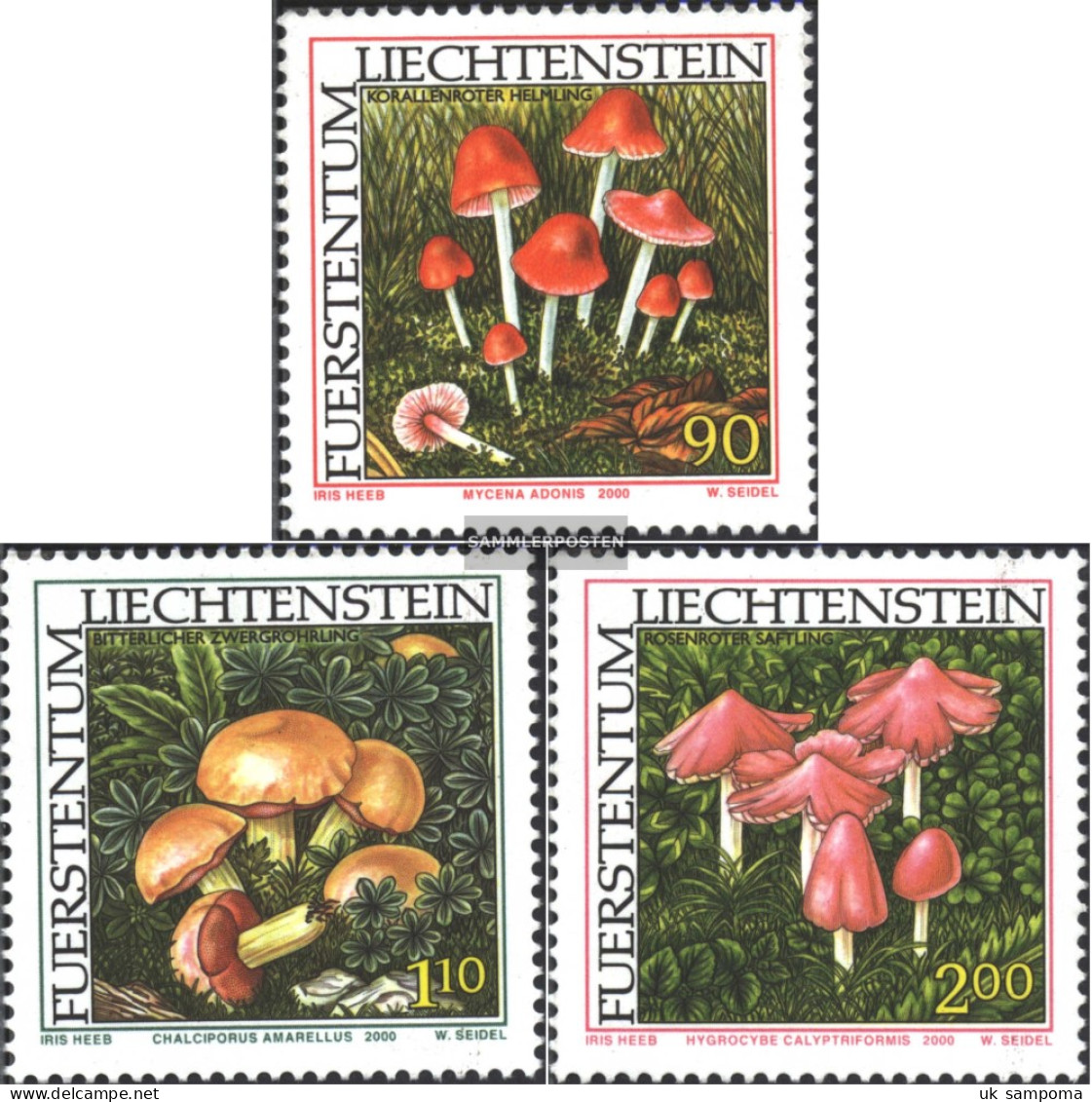 Liechtenstein 1252-1254 (complete Issue) Unmounted Mint / Never Hinged 2000 Rare Mushrooms - Nuovi