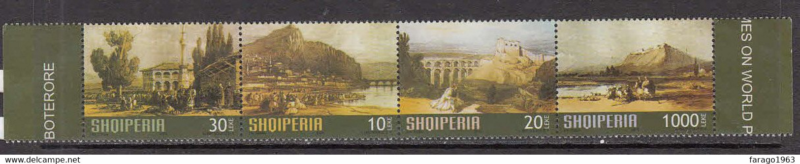 2005 Albania Art Paintings Castles Complete Strip Of 4 MNH - Albania