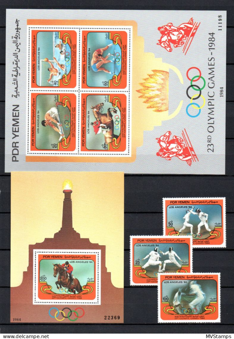 Jemen 1984 Satz 348/50 + Block 21/22 Olympische Spiele Postfrisch - Yemen
