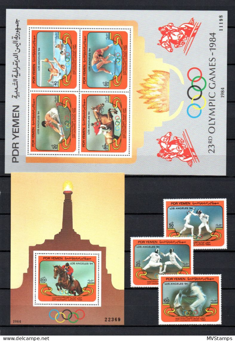 Jemen 1984 Satz 348/50 + Block 21/22 Olympische Spiele Postfrisch - Yémen