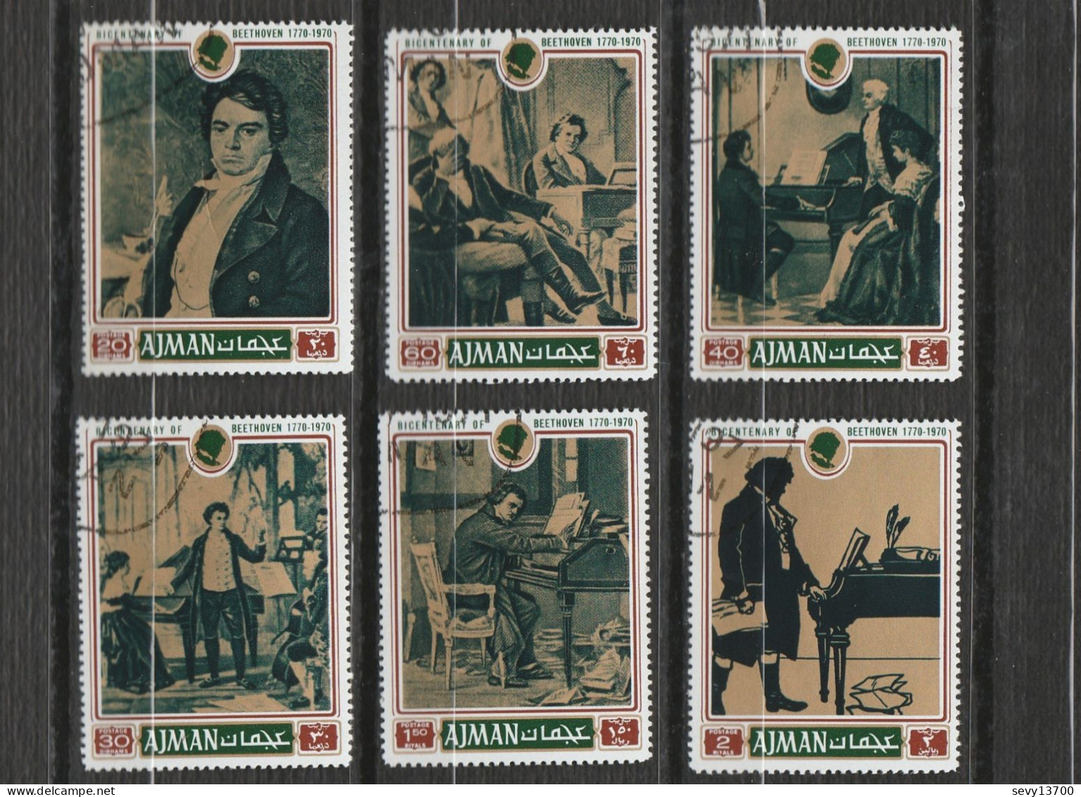 Ajman - Lot 11 Timbres Beethoven - Année 1971 Mi 794 à 799 Et Année 1972 Mi 1339 à 1343 - Adschman