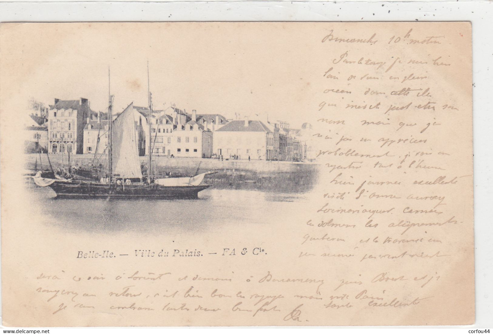 56 - BELLE ILE En MER : Vue Du Palais Vers 1898 - Très Rare Carte Précurseur - éditeur FA Et Cie - Belle Ile En Mer