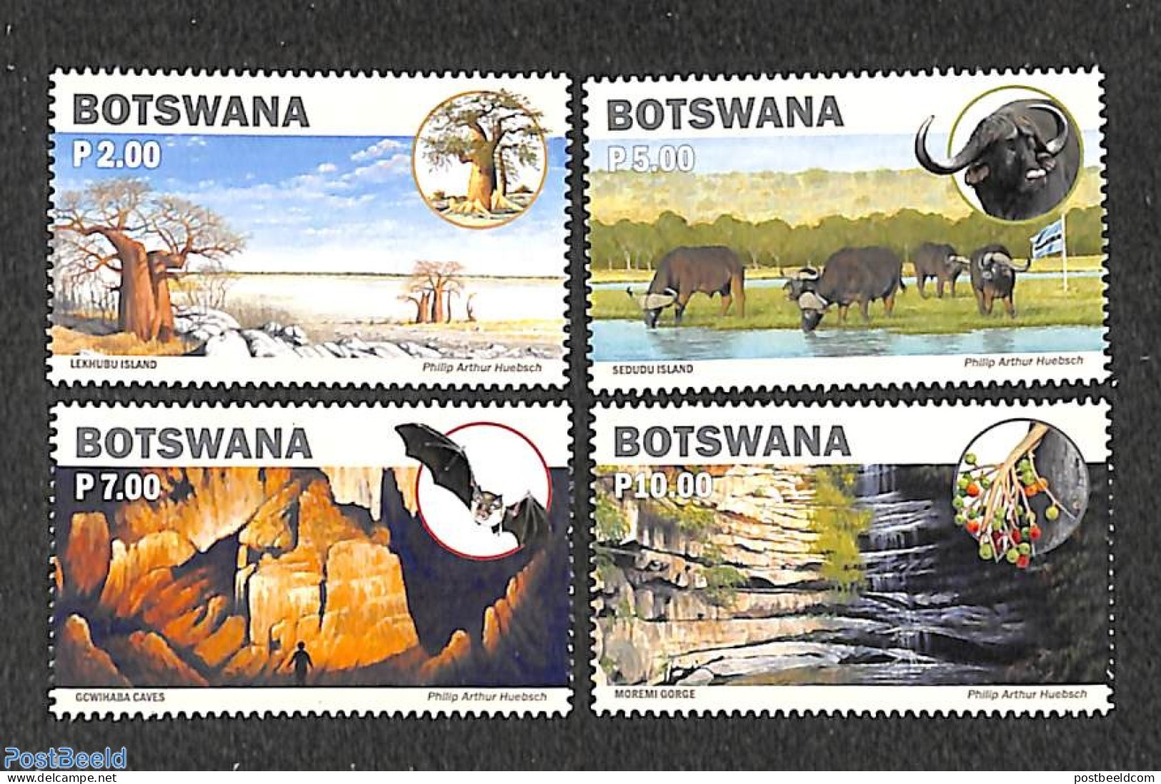 Botswana 2019 Tourist Attractions 4v, Mint NH, History - Nature - Various - Geology - Animals (others & Mixed) - Bats .. - Rotary Club