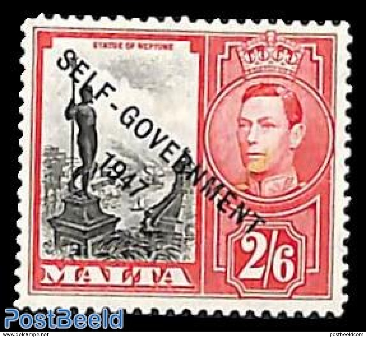 Malta 1948 2/6Sh, Stamp Out Of Set, Mint NH, Art - Sculpture - Escultura