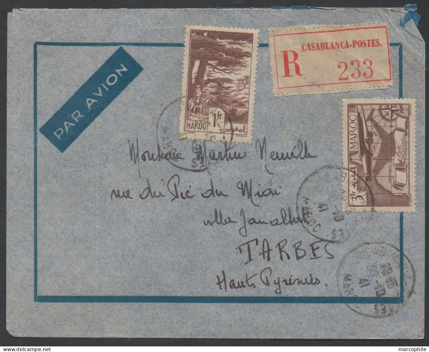MAROC - CASABLANCA / 1941 LETTRE AVION ==> TARBES (ref 8947) - Covers & Documents