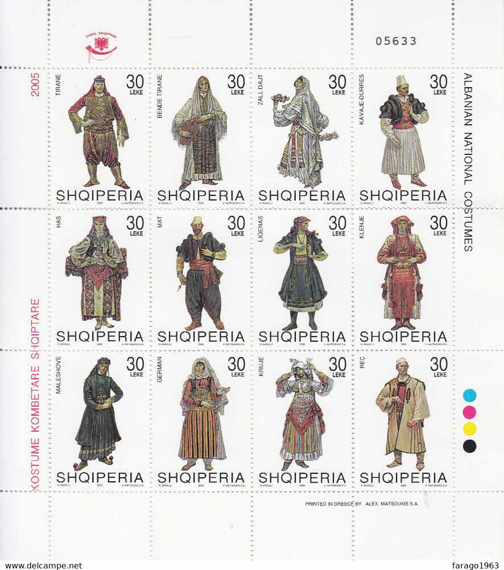 2005 Albania Costumes Miniature Sheet Of 12 MNH - Albanie