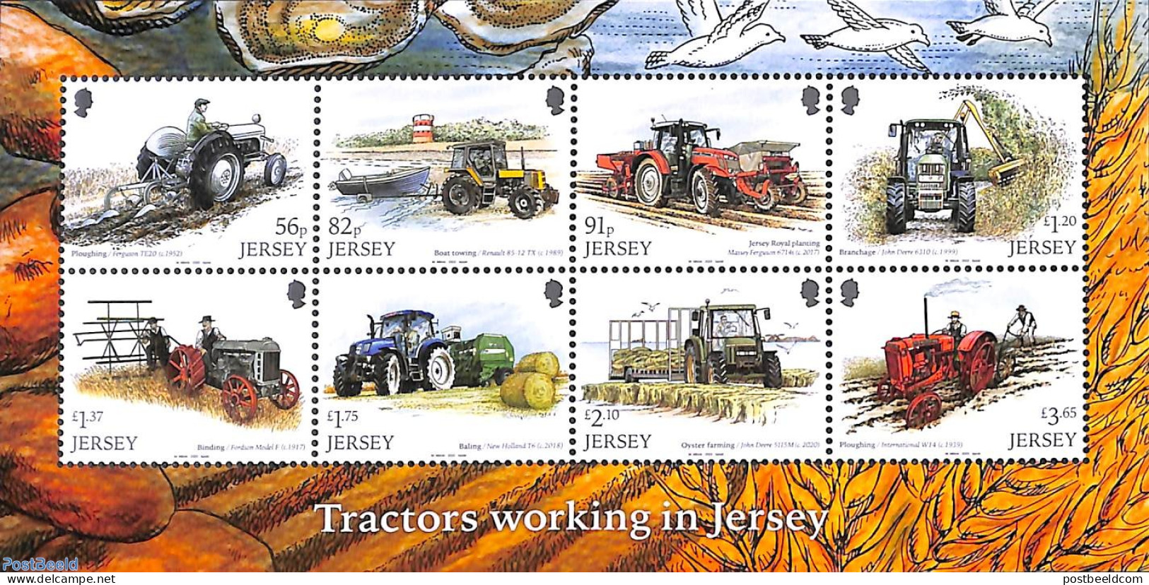 Jersey 2022 Tractors 8v M/s, Mint NH, Various - Agriculture - Agriculture