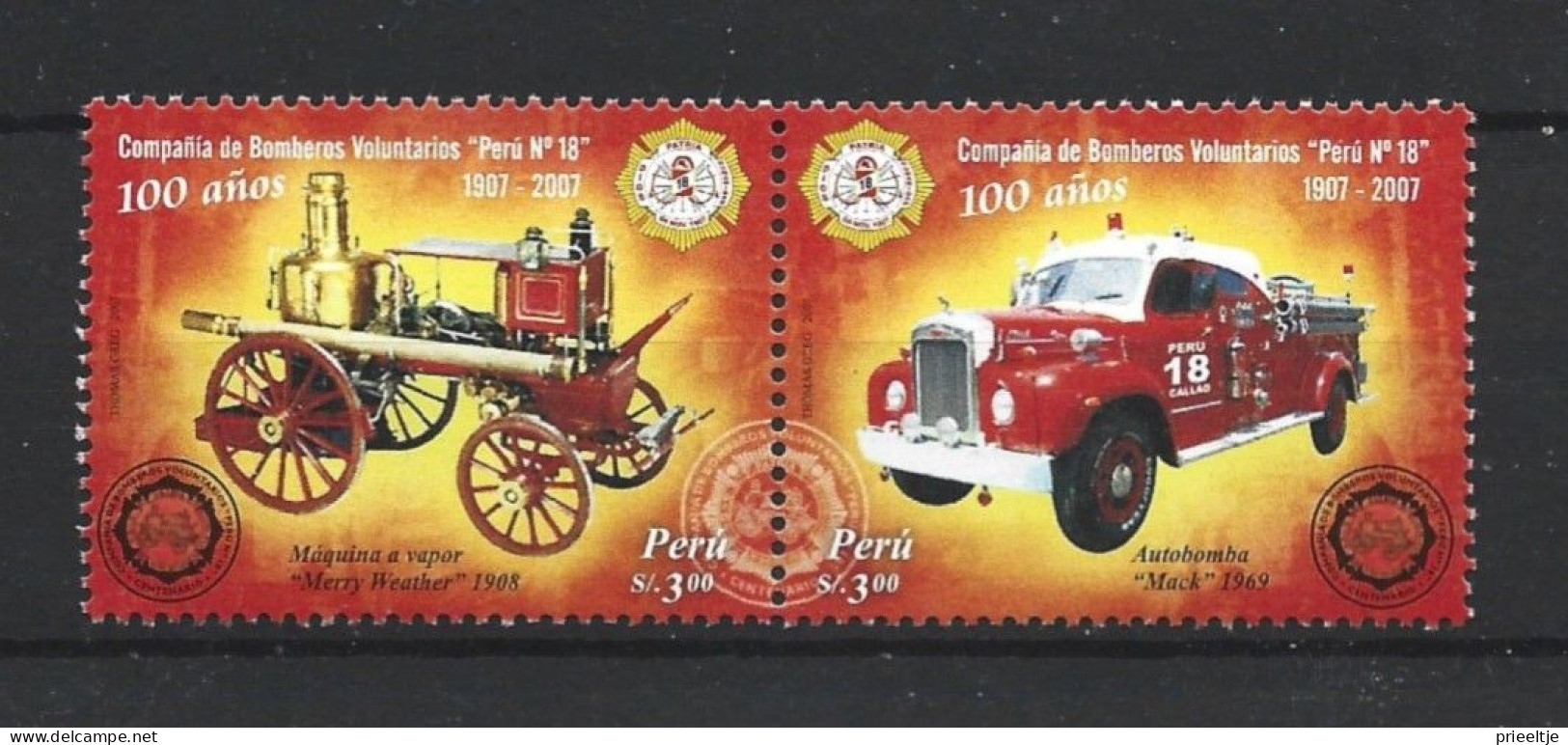 Peru 2007 Firefighters Pair Y.T. 1701/1702 ** - Pérou