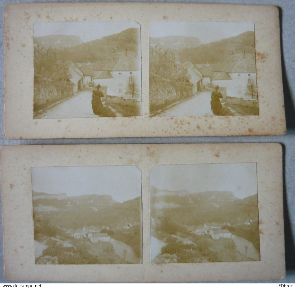 Lot De 2 Ancienne Photo Stéréo MOUTHIER ( HAUTE PIERRE ) DOUBS 25 Fin Des Années 1880 - Places