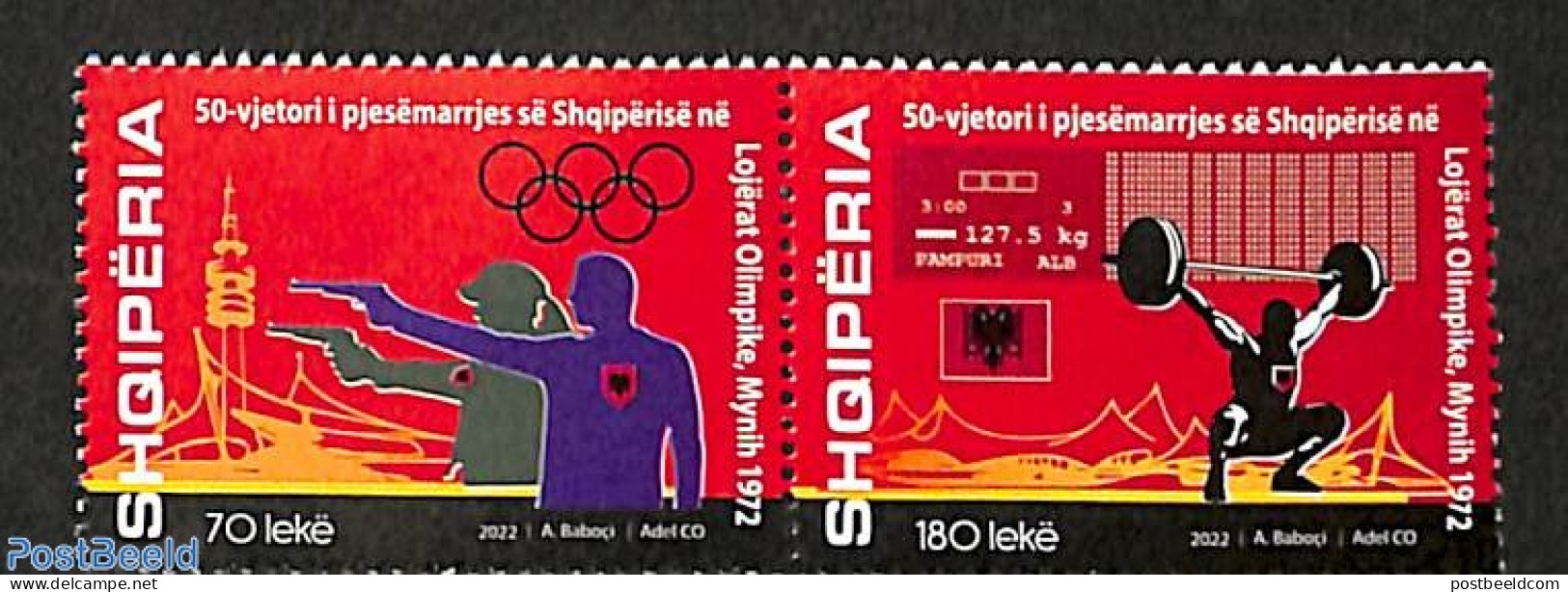 Albania 2022 Olympic Games 2v [:], Mint NH, Sport - Olympic Games - Shooting Sports - Weightlifting - Tiro (armas)
