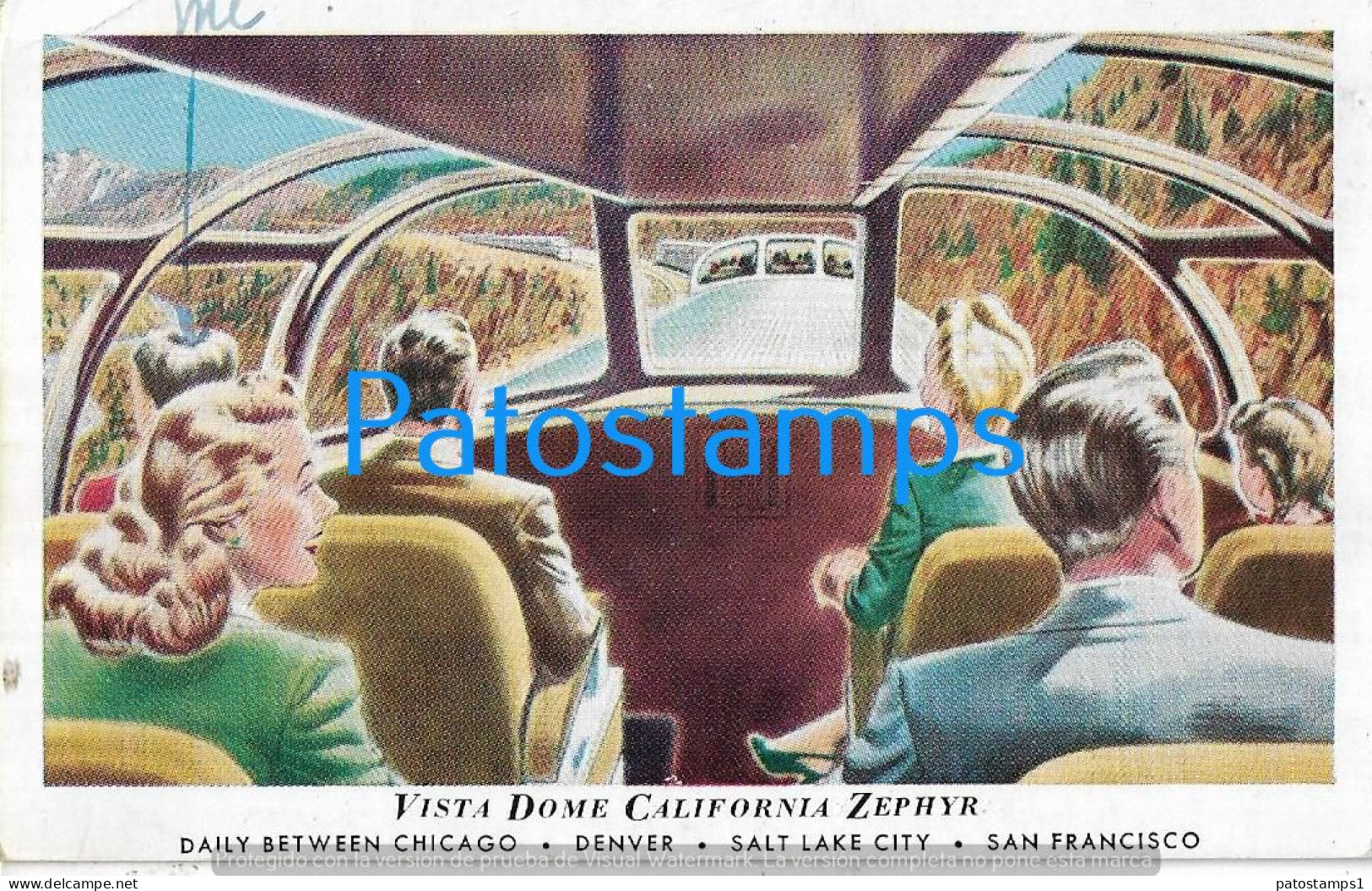 226154 US SAN FRANCISCO  ART TRAIN VISTA DOME CALIFORNIA ZEPHYR CIRCULATED TO ALEXANDRIA POSTAL POSTCARD - Altri & Non Classificati