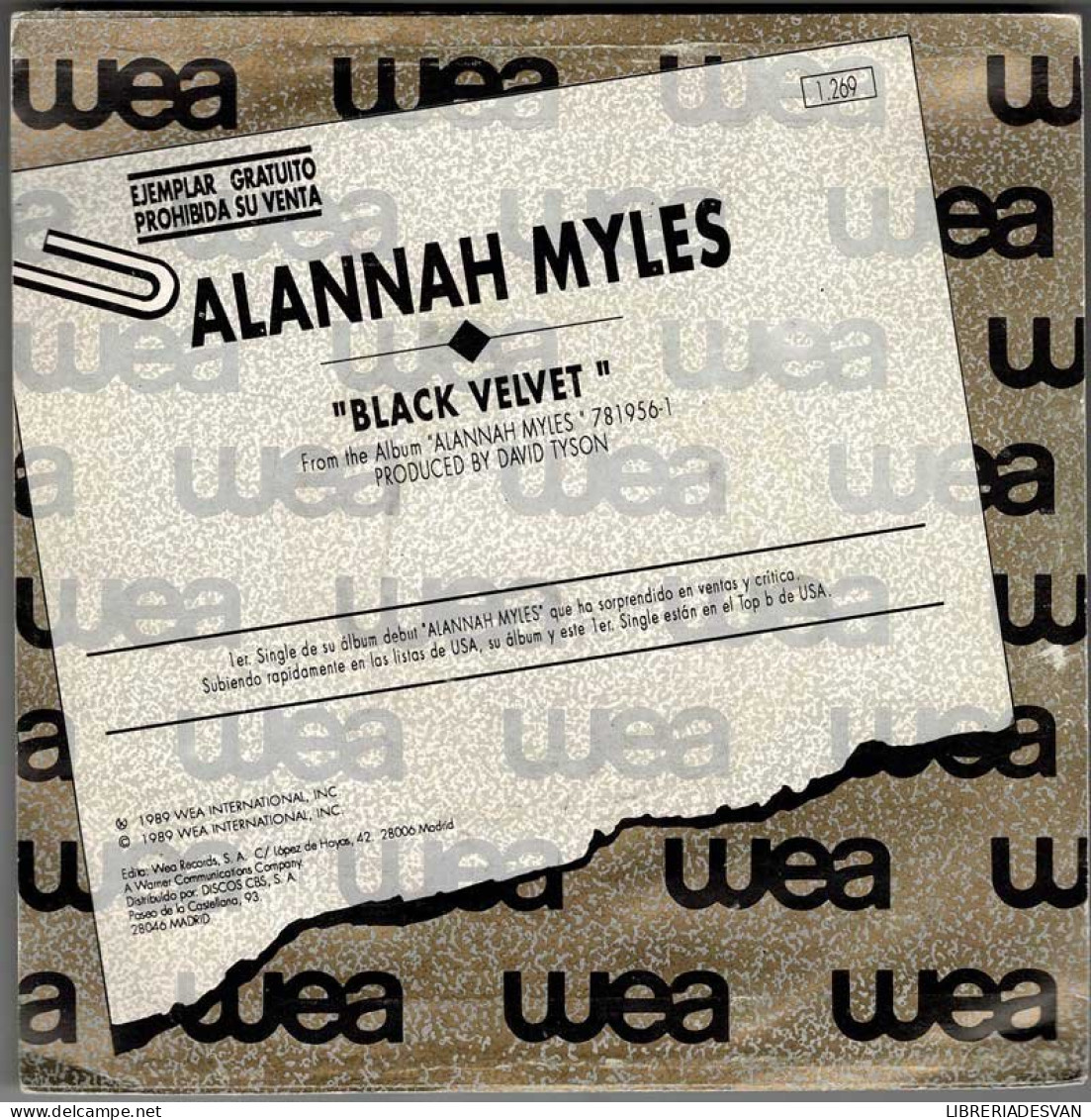 Alannah Myles - Black Velvet. Promo. Single - Otros & Sin Clasificación