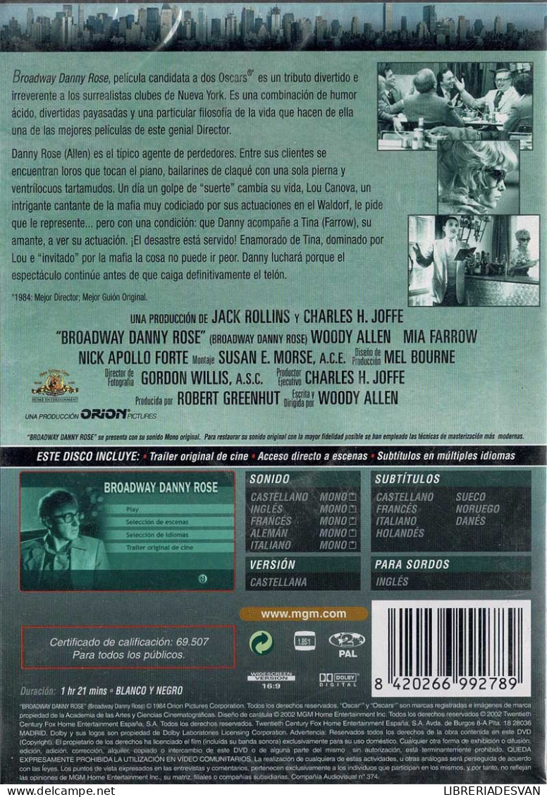 Broadway Danny Rose. DVD - Autres & Non Classés