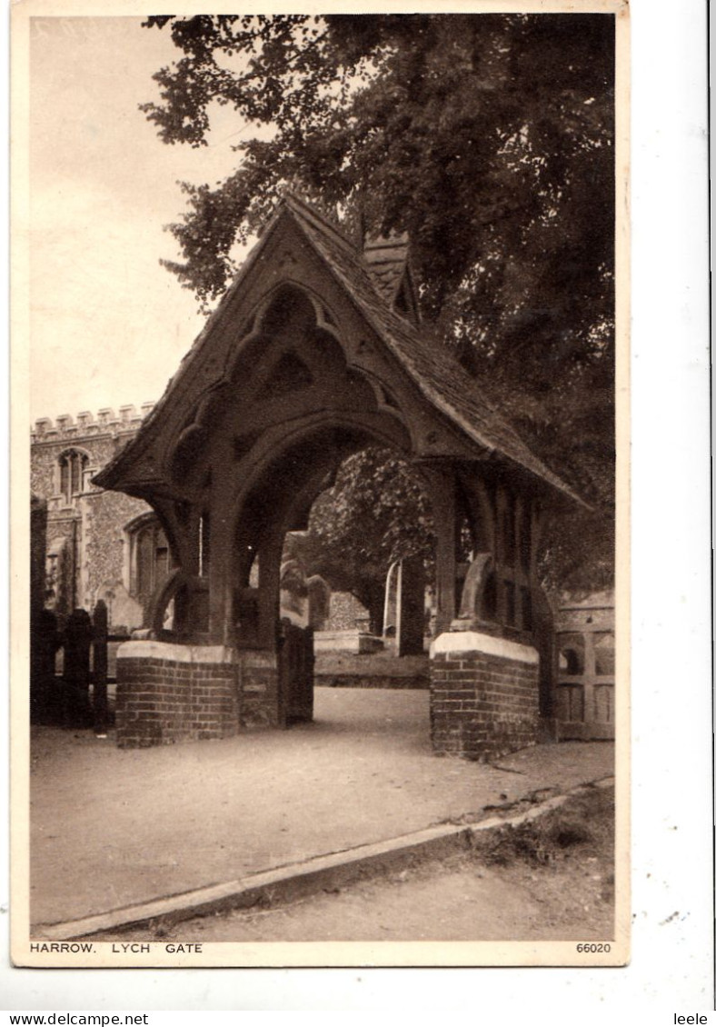 CN83.  Vintage Postcard. Lych Gate. St Mary's Church, Harrow On The Hill - Middlesex