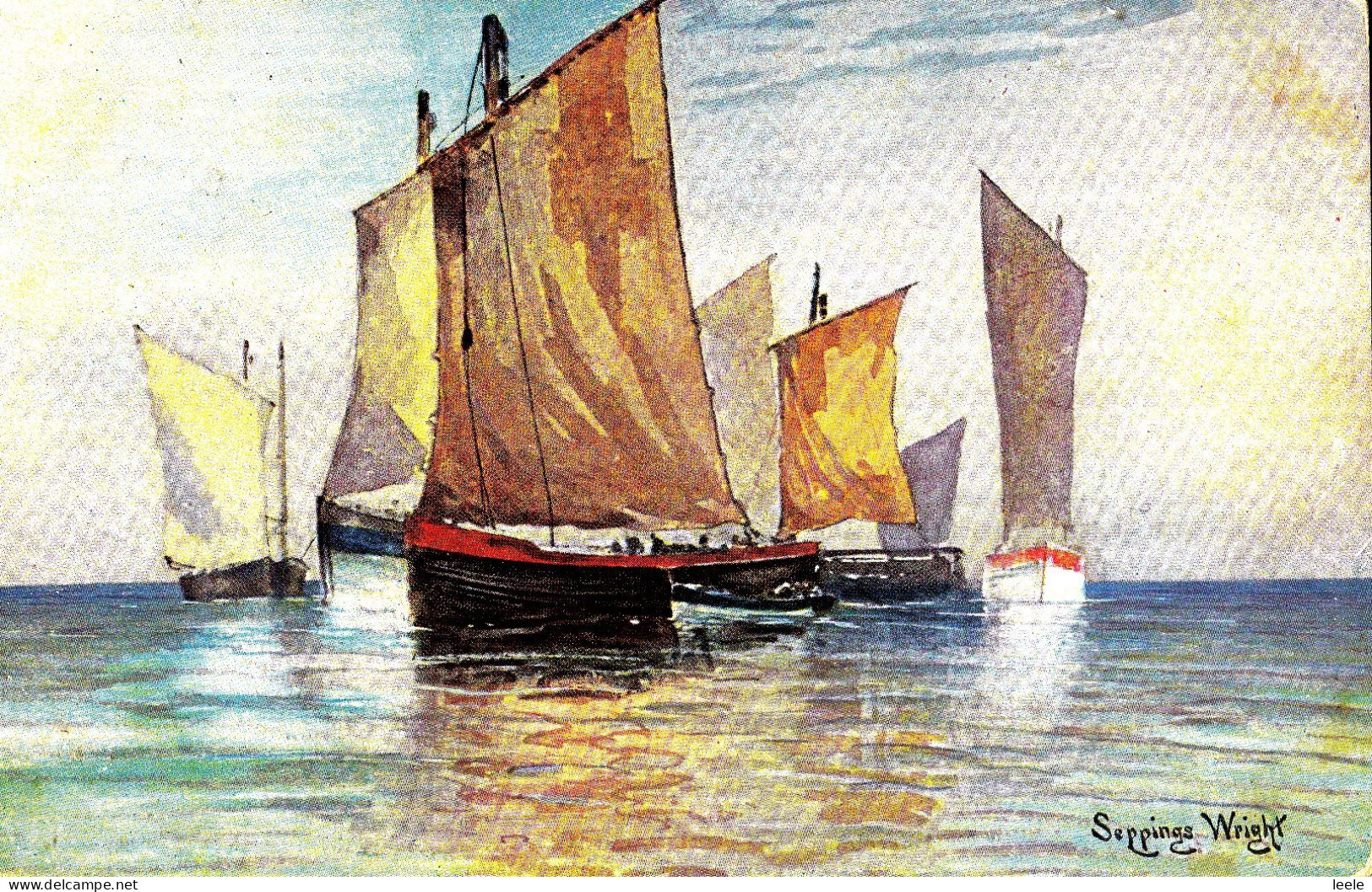 CN94. Vintage Undivided Postcard. Fishing Boats. Seppings Wright. Square Round PM - Segelboote