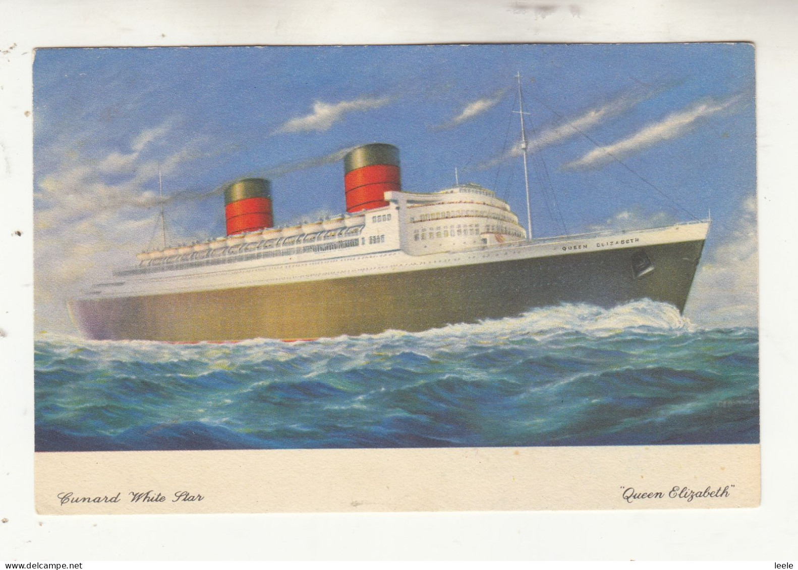 CN92. Vintage Postcard. Cunard White Star Line. Queen Elizabeth. Passenger Liner - Submarines