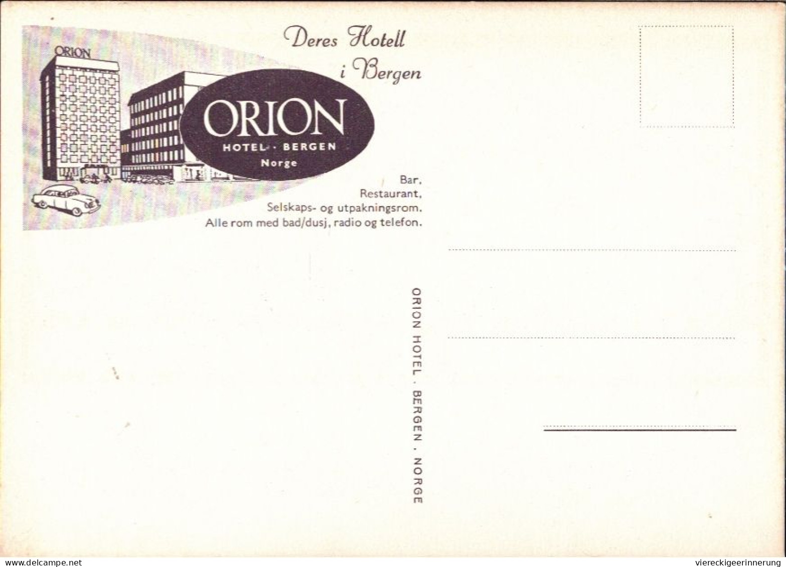 ! Postcard Bergen, Hotel Orion, Norway, Norwegen - Norway