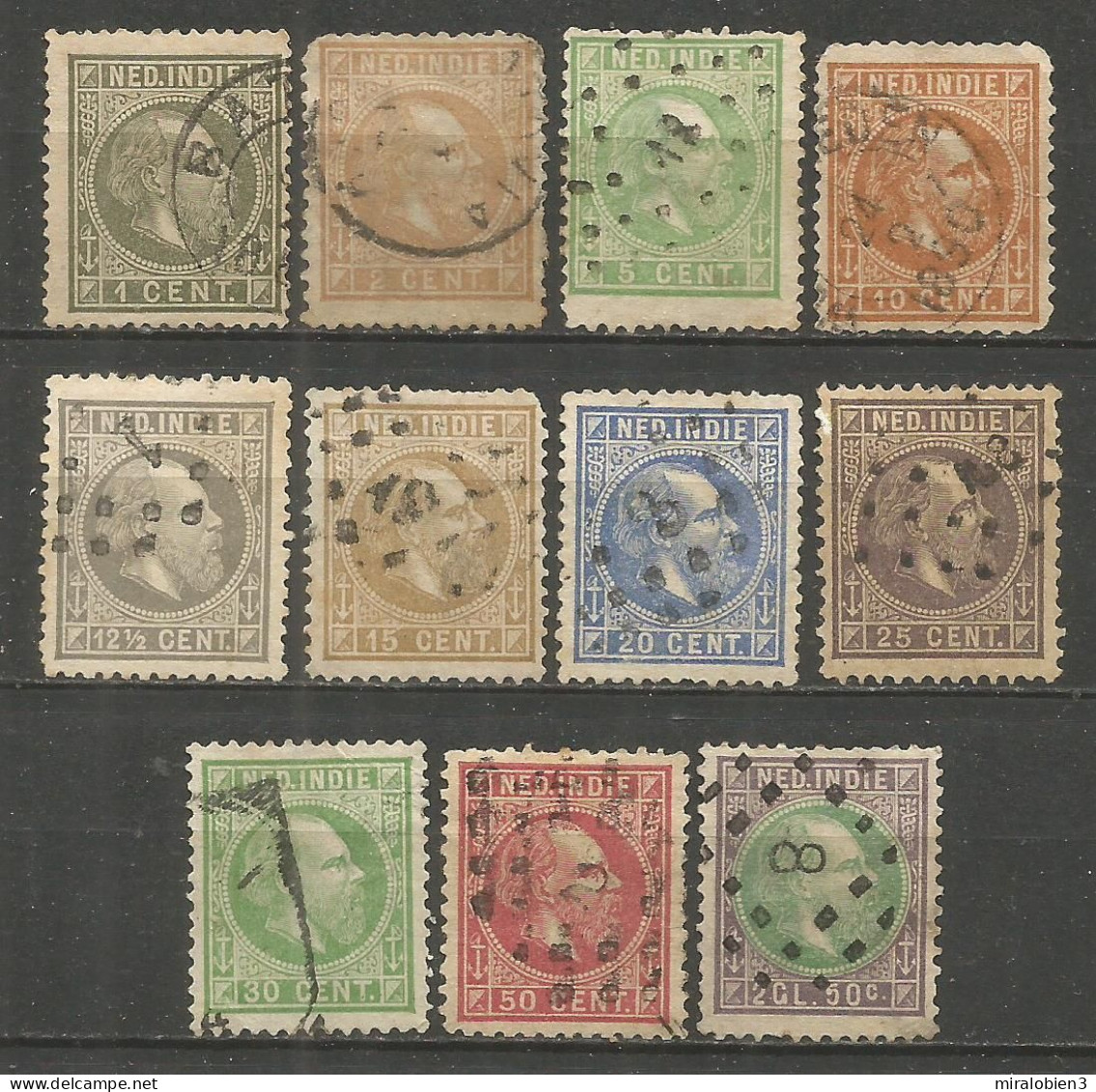 INDIA COLONIA HOLANDESA CONJUNTO DE SELLOS USADOS DE LOS AÑOS 1870-1876 SERIE NO COMPLETA - Indes Néerlandaises