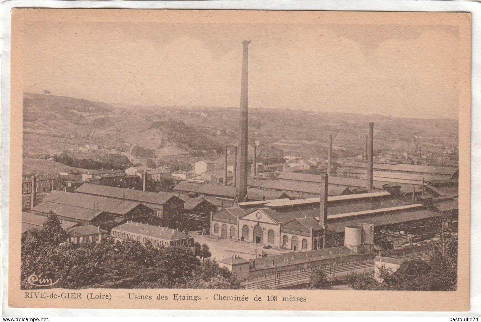 CPA :  14 X 9  -  RIVE-de-GIER  -  Usines Des Etaings.  -  Cheminée  De  108  Mètres - Rive De Gier