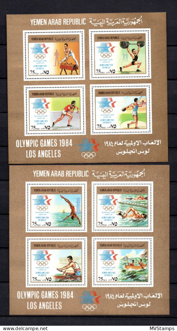 Jemen 1984 Satz 1807/12 + Block A239/B239 Olympische Spiele Postfrisch/MNH - Yemen