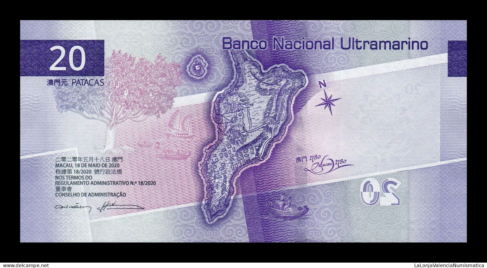 Macao Set 4 banknotes 10 20 Patacas  BDC BNU 2020 (2024) Pick 90 91 129 130 Sc Unc