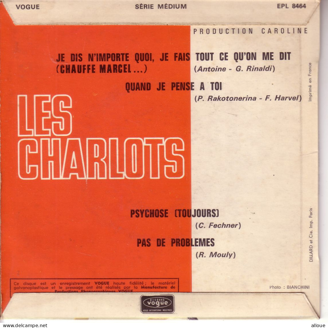 LES CHARLOTS - FR EP - JE DIS N'IMPORTE QUOI, JE FAIS TOUT CE QU'ON ME DIT + 3 - Other - French Music