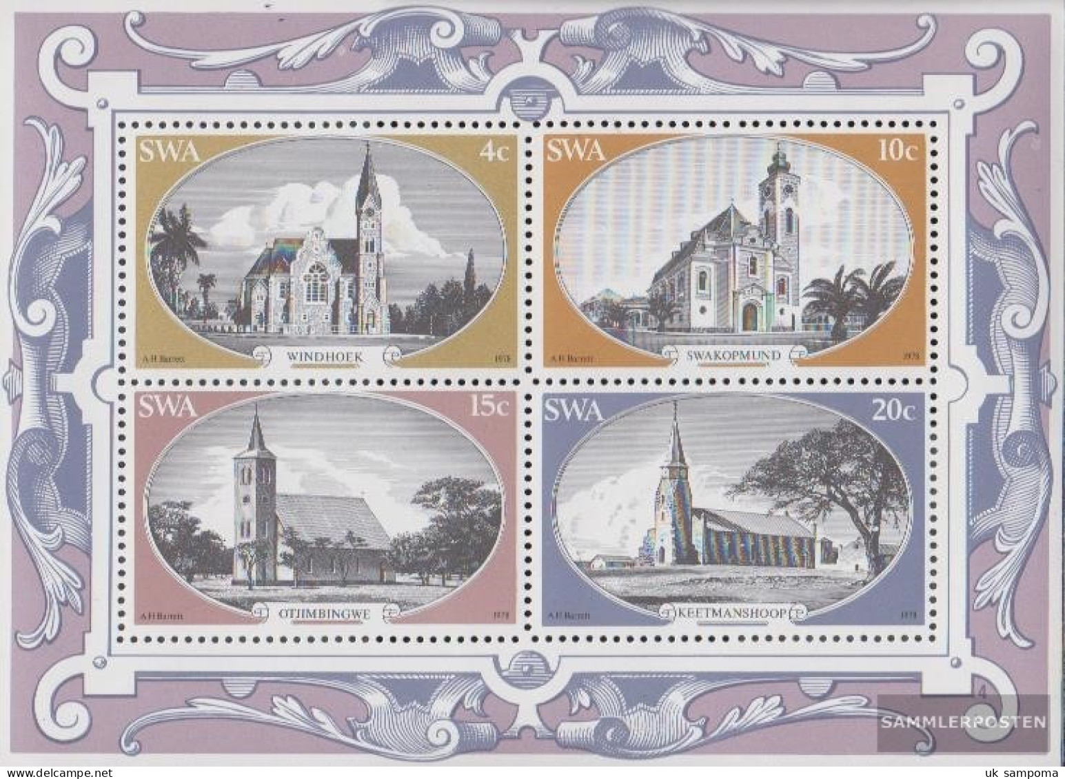 Namibia - Southwest Block4 (complete Issue) Unmounted Mint / Never Hinged 1978 Old Churches - Südwestafrika (1923-1990)