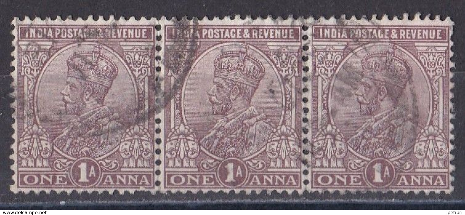 Inde Anglaise  1911-1935  Roi Georges V   Y&T  N °  78   Bande De 3  Oblitérés - 1911-35 King George V