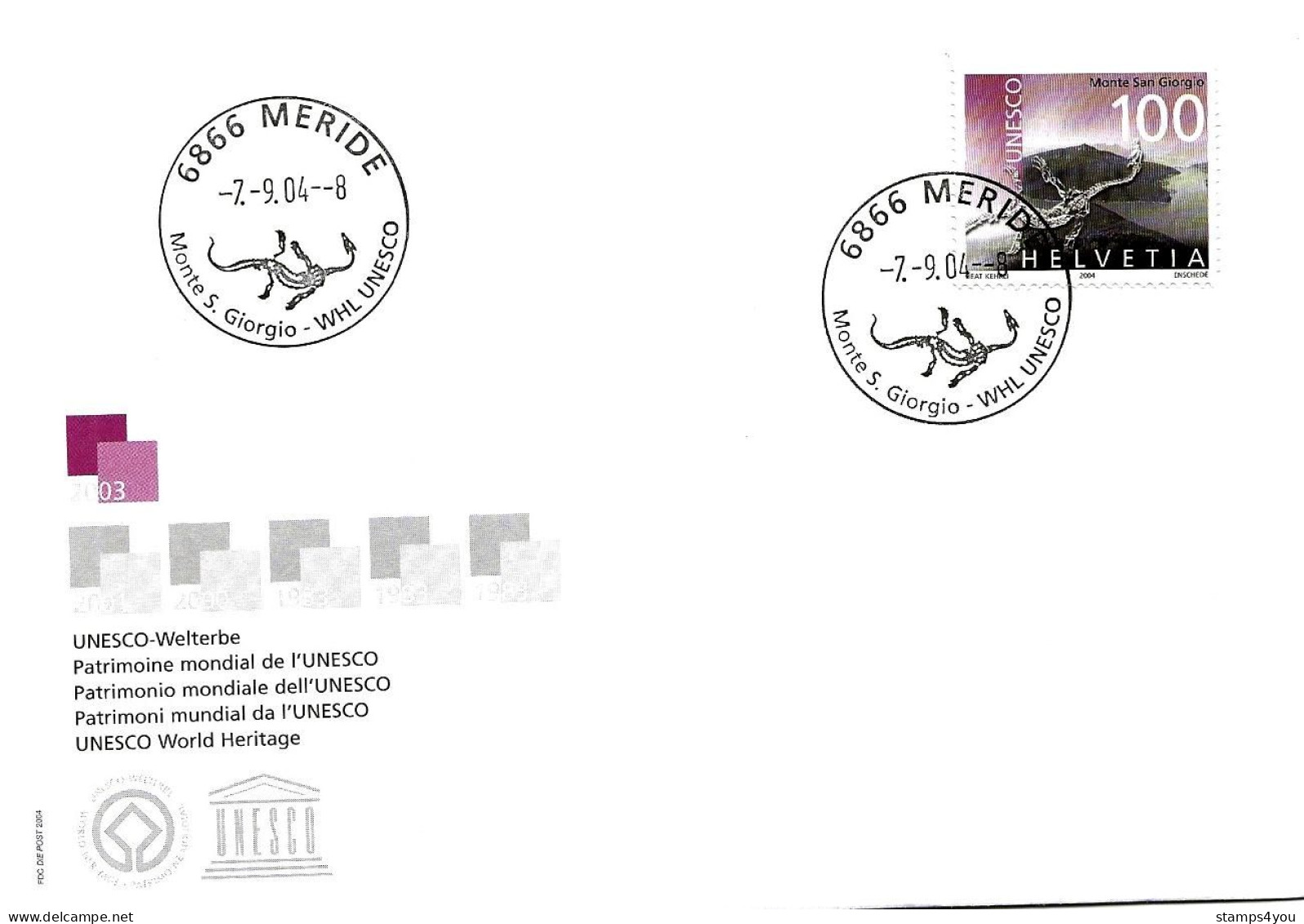 CH - 150 - Enveloppe Avec Cachets Illustrés Meride 2004 - Postmark Collection