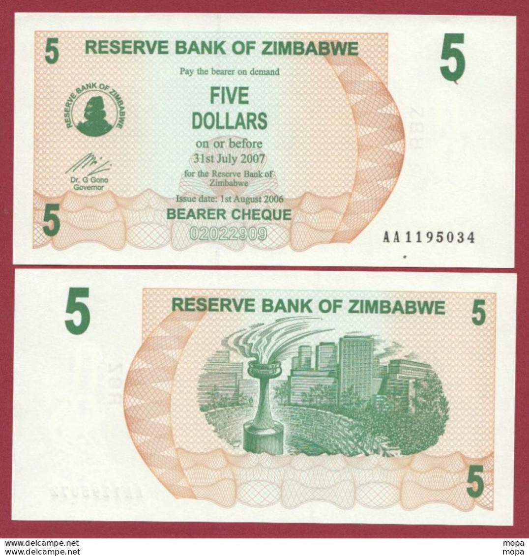 Zimbabwe --5 Dollars  2007---NEUF/UNC --(44) - Simbabwe