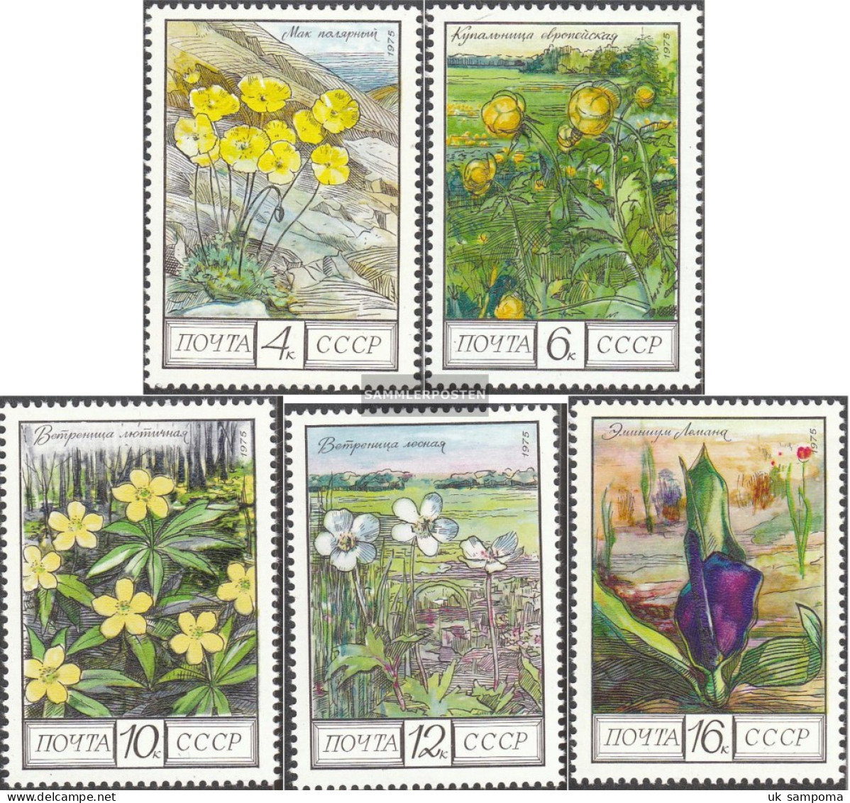 Soviet Union 4428-4432 (complete Issue) Unmounted Mint / Never Hinged 1975 Flowers - Neufs