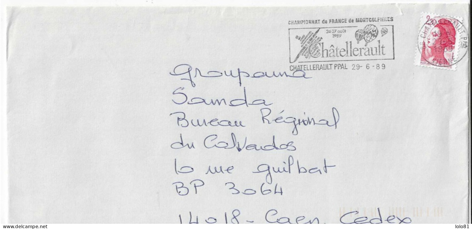 Lettre Secap Chatellerault PPAL 1989 - Luchtballons