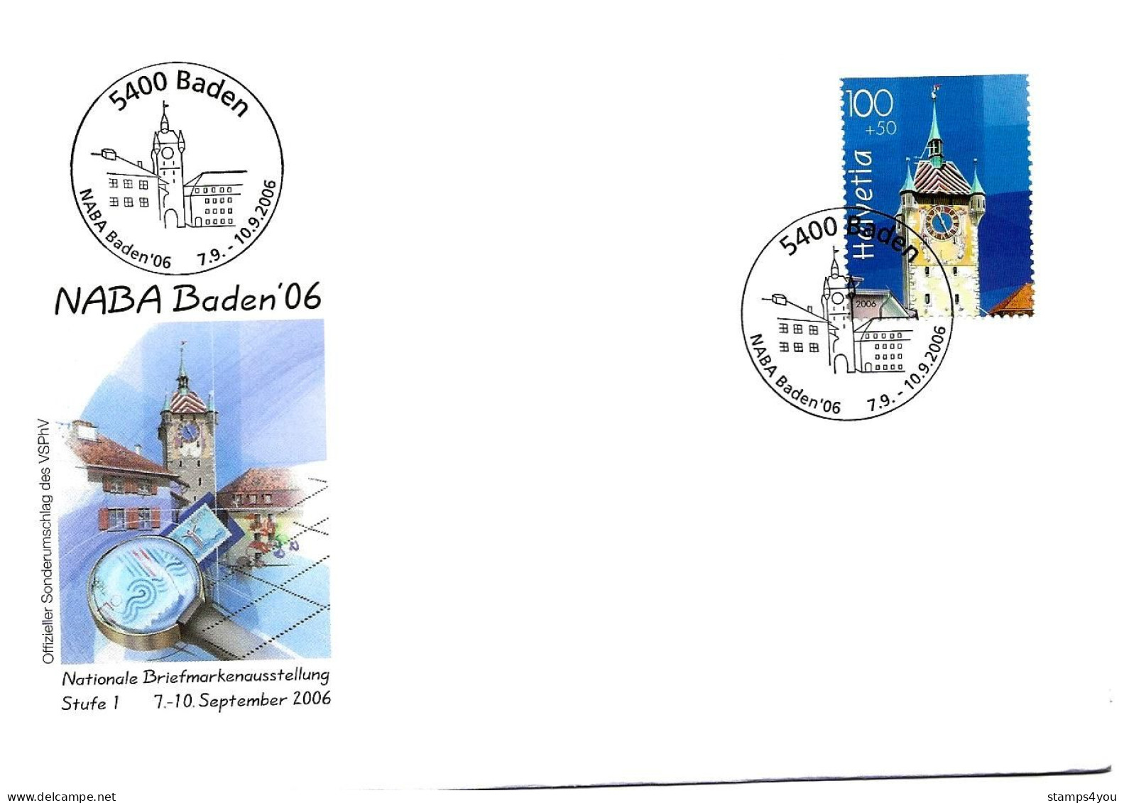 CH - 155 - Enveloppe Avec Oblit Spéciale "Baden NABA 06" - Timbre Du Bloc - Postmark Collection
