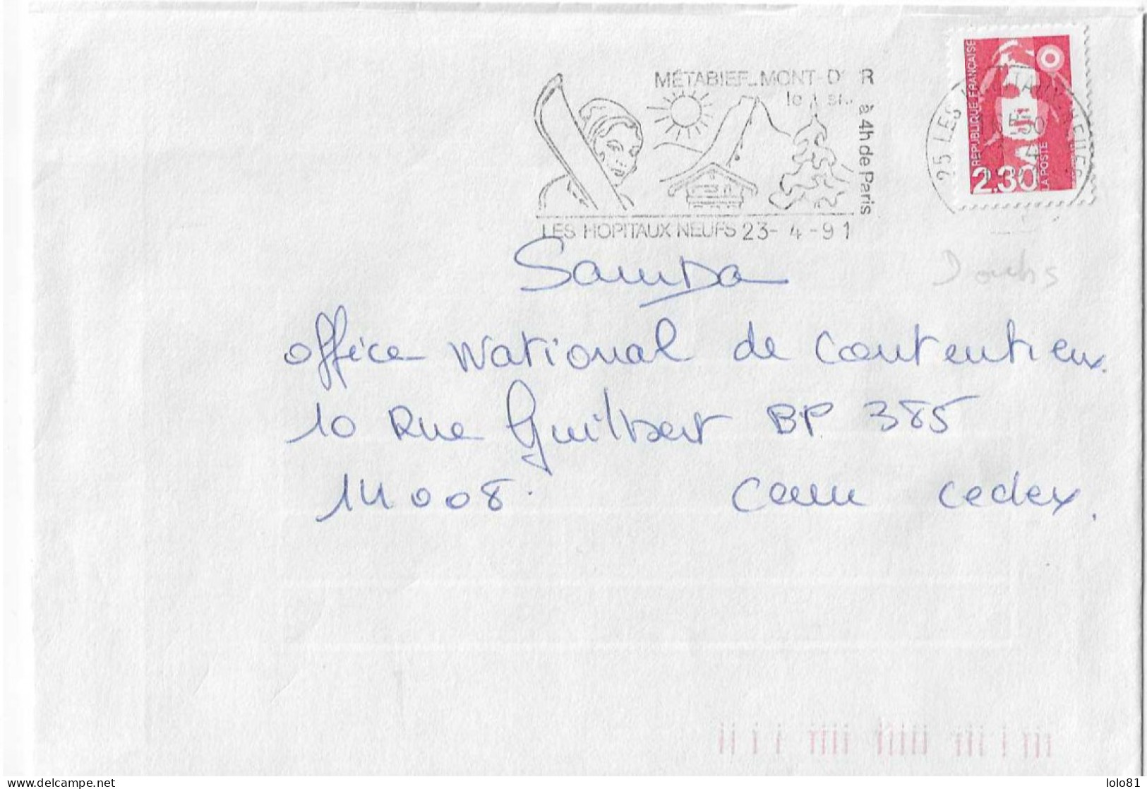 Lettre Secap Les Hospitaux Neufs 1991 Ski - Skisport