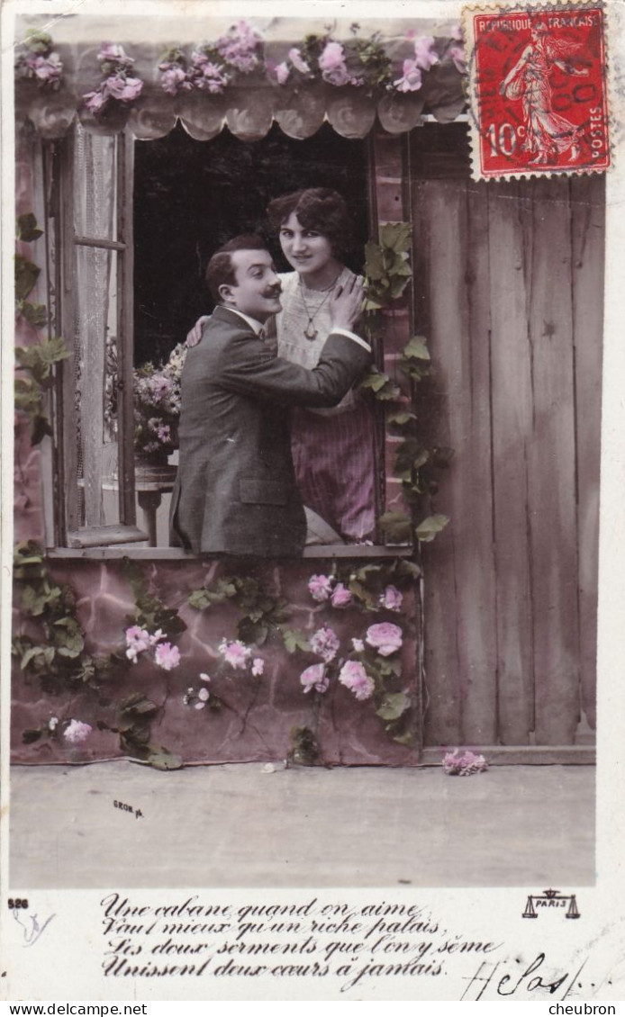 COUPLES. CPA FANTAISIE BRILLANTE.. COUPLE. " UN CABANON QUAND ON AIME".. ANNEE 1907 + TEXTE - Paare